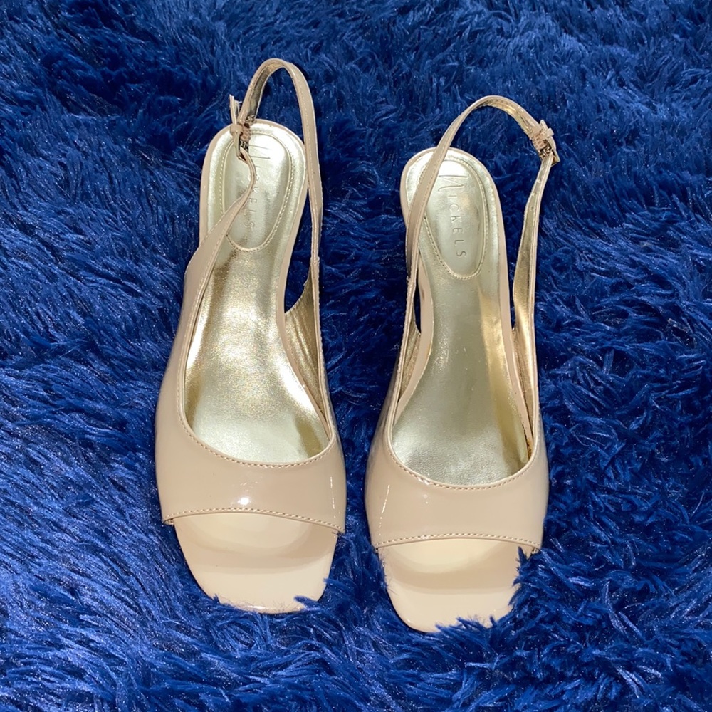 Nickels Tan Open Toed Wedges
